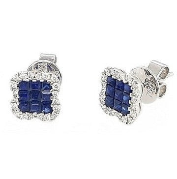 14k White Gold 0.72 Ct Sapphire, 0.20 Ct Diamond Earring