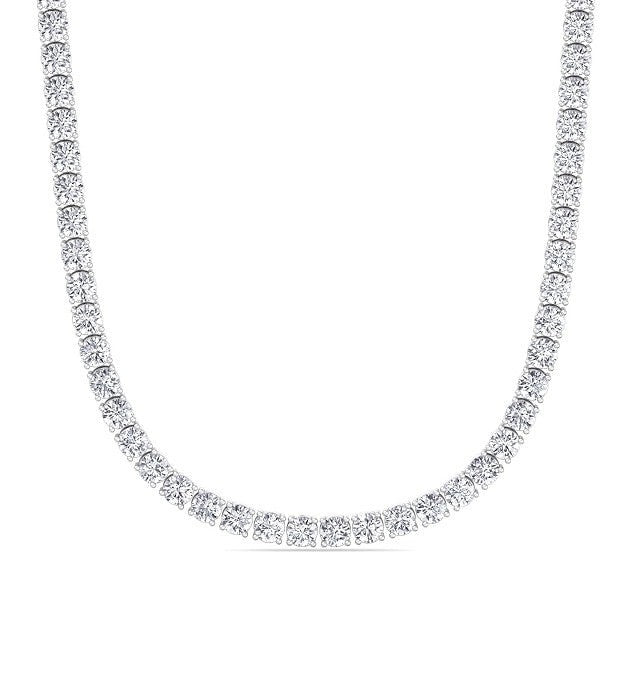 14k White Gold 10.27Ct Diamond Tennis Necklace with 152 Diamonds