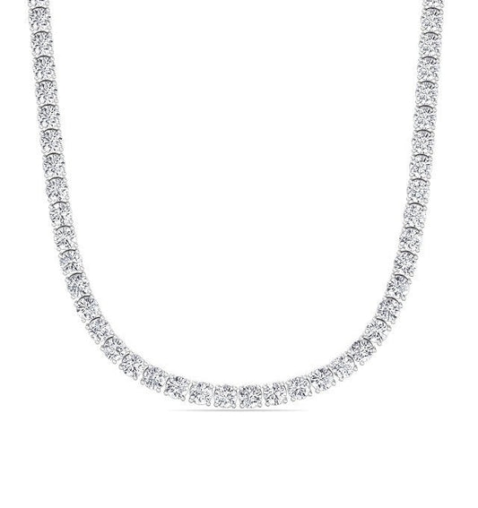14k White Gold 10.27Ct Diamond Tennis Necklace with 152 Diamonds