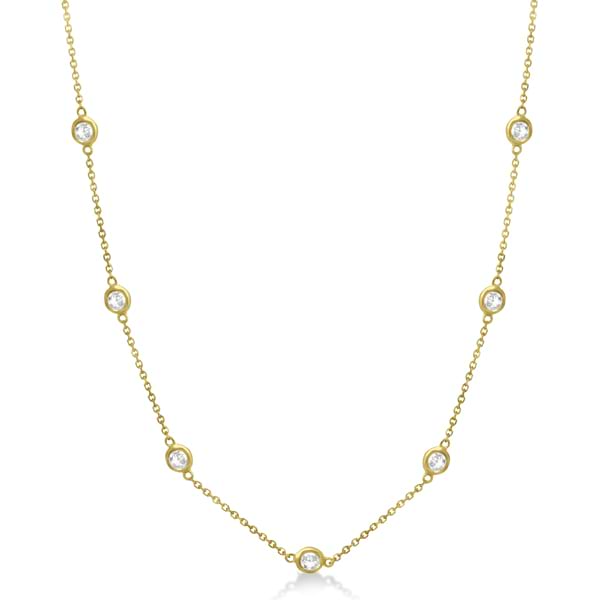 14k Yellow Gold 1.50Ct 10 Station Diamond Necklace