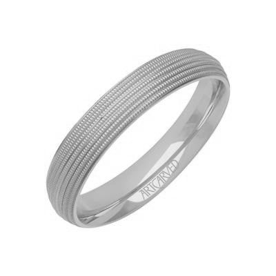 Platinum 4.5MM Geometric Cut Center and Dome Edge Wedding Band, Size 10.0