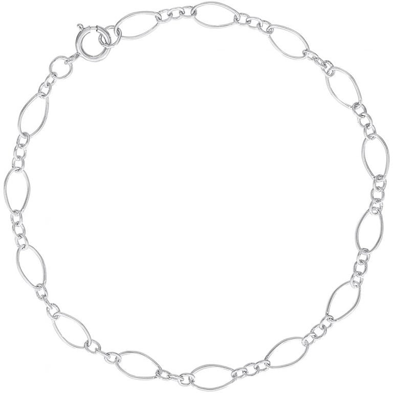 Sterling Silver Open Figaro Link Classic Bracelet 7 Inch Long