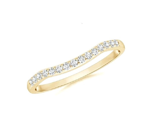 14k Yellow Gold 0.20 Ct Diamond Curved Band