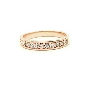 14k Gold 0.25 Ct Diamond Milgrain Band, Available in White and Yellow Gold