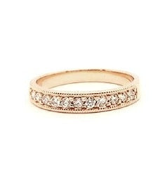 14k Gold 0.25 Ct Diamond Milgrain Band, Available in White and Yellow Gold