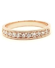 14k Gold 0.25 Ct Diamond Milgrain Band, Available in White and Yellow Gold