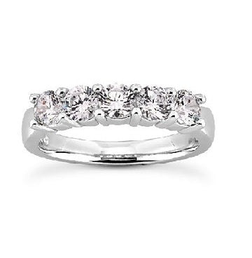 14k White Gold 0.50 Ct Diamond 5 Stone Band