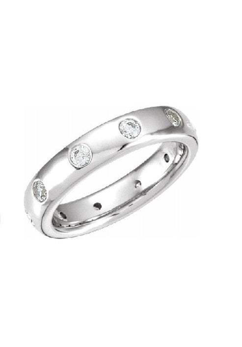 14k White Gold 0.34 Ct Diamond Bezel Set Band