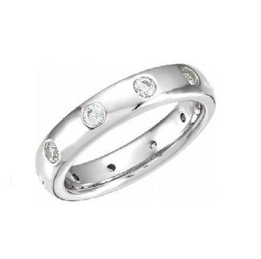 14k White Gold 0.34 Ct Diamond Bezel Set Band