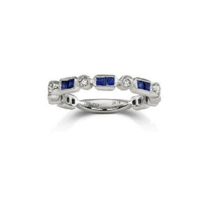 14k White Gold 0.16 Ct Diamond, 0.63 Ct Sapphire Band