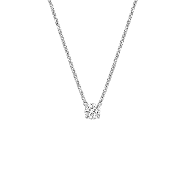 14k White Gold 0.256Ct Lab Grown Diamond Solitaire Necklace