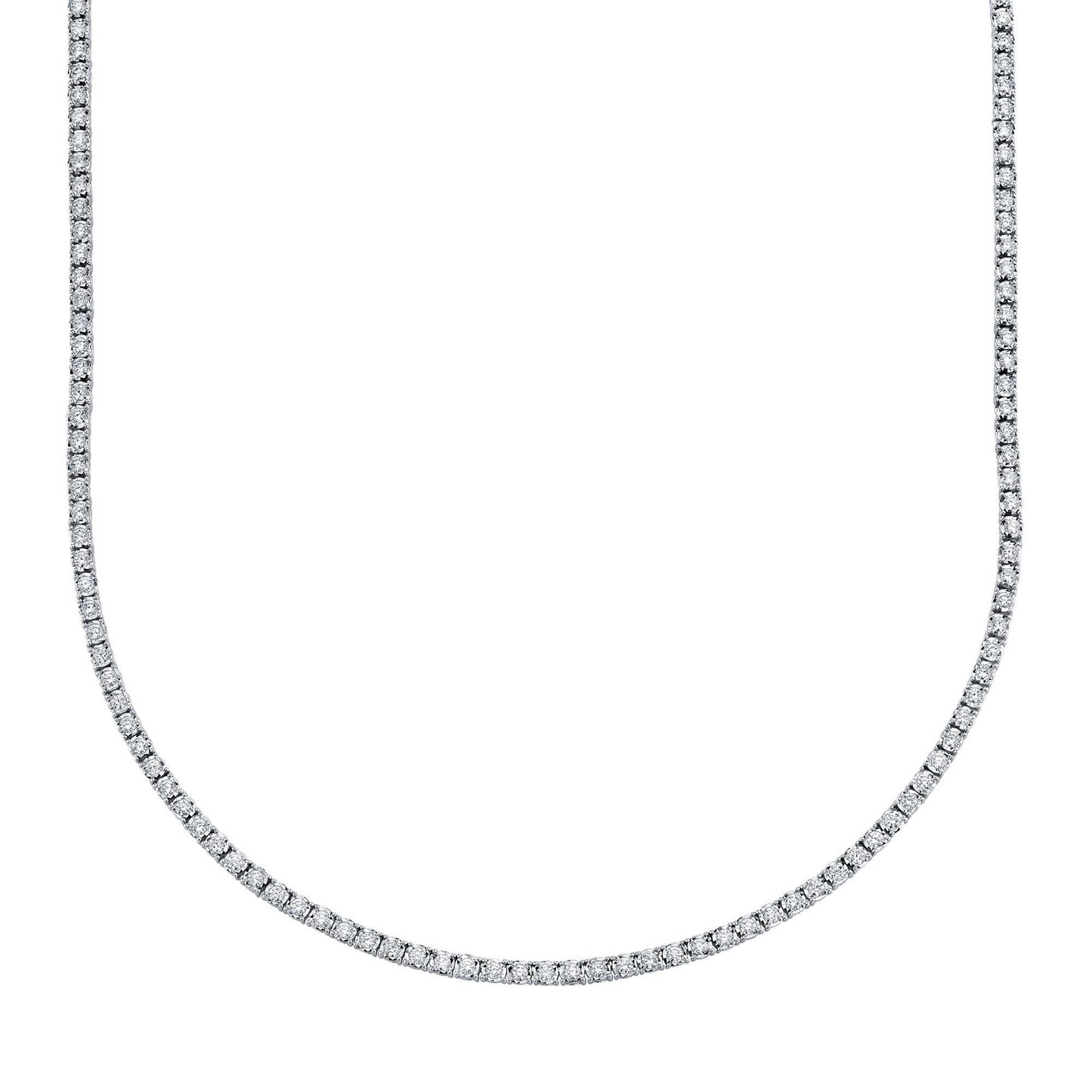 14k White Gold 4.06Cts Diamond Tennis Necklace with 200 Diamonds