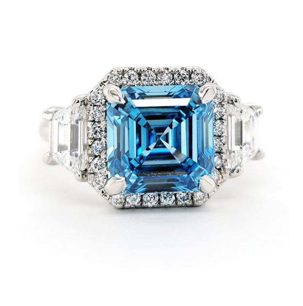 Platinum All Lab Grown Diamonds 4.09Ct VS1 Blue Asscher Cut
