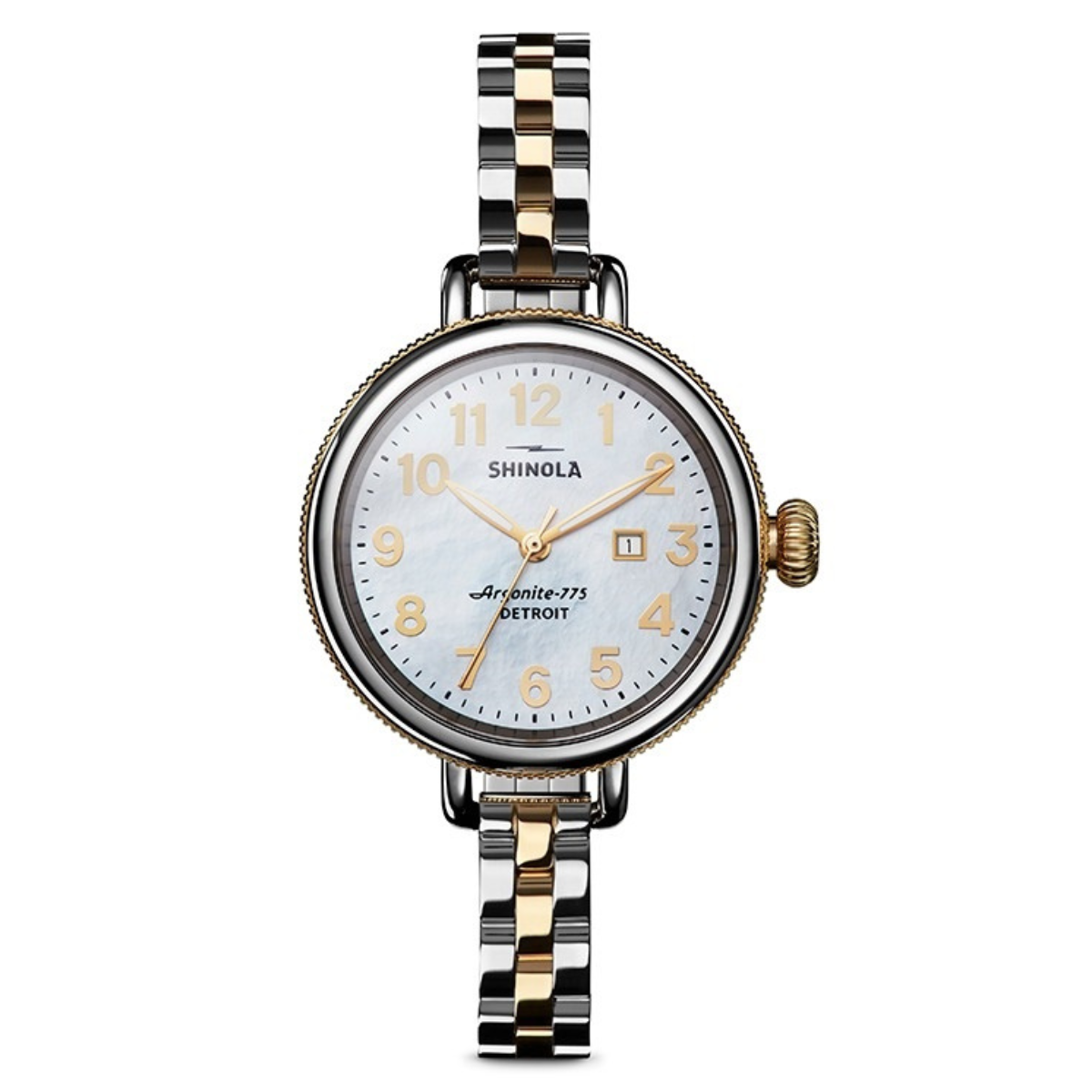 Shinola Birdy 34MM Polished Stainless Steel, White MOP Dial, Two Tone Bracelet