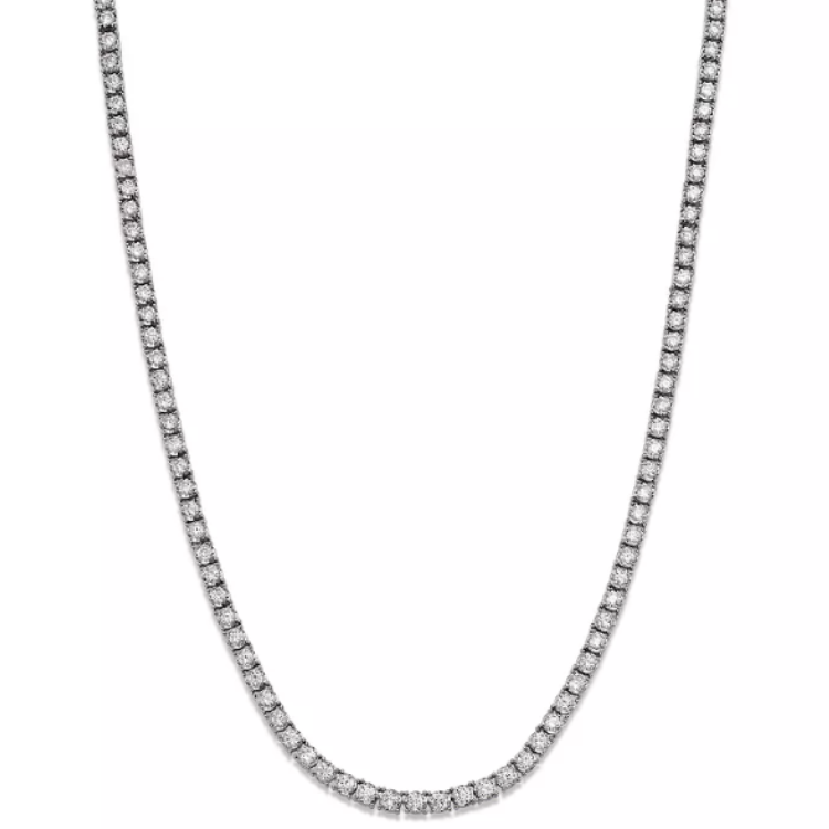 14k White Gold 7.09Ct Diamond Tennis Necklace with 166 Diamonds