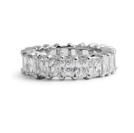 Platinum 5.10Ct F, VS1 Radiant Cut Eternity Band