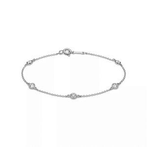 14k Gold Diamond by the Yard Bracelet 1.00Ct with 5 Diamonds, Available in White and Yellow Gold