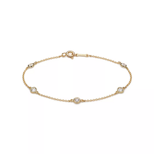 14k Gold Diamond by the Yard Bracelet 1.00Ct with 5 Diamonds, Available in White and Yellow Gold