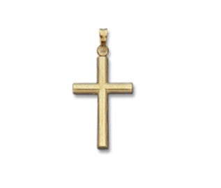 14kt Yellow Gold Half Round Plain Cross Hollow 27.8*16.2 MM Charm