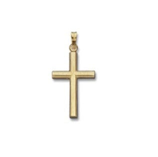 14kt Yellow Gold Half Round Plain Cross Hollow 27.8*16.2 MM Charm