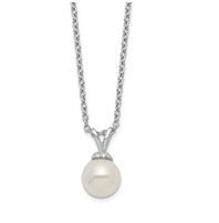 14k White Gold 6mm Cultured Pearl Drop Pendant