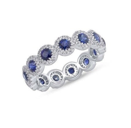 14k White Gold 1.87 Ct Sapphire, 0.47 Ct Diamond Ring