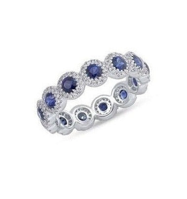 14k White Gold 1.87 Ct Sapphire, 0.47 Ct Diamond Ring