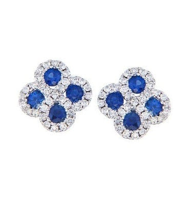 14k White Gold 0.60 Ct Sapphire, 0.26 Ct Diamond Earring