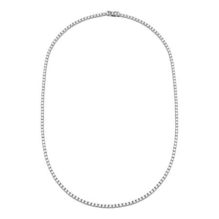 14k White Gold 7.09Ct Diamond Tennis Necklace with 166 Diamonds