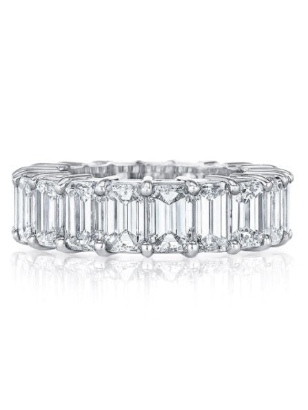 Platinum 7.36Cts D VS1-VS2 Emerald Cut Eternity Band All Certified BY GIA