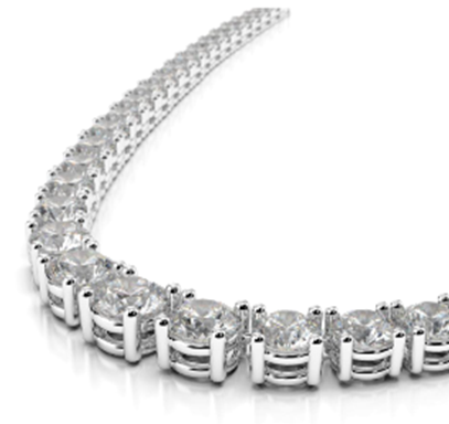 14k White Gold 7.63Ct Graduated Diamond Tennis Necklace with 184 Diamonds