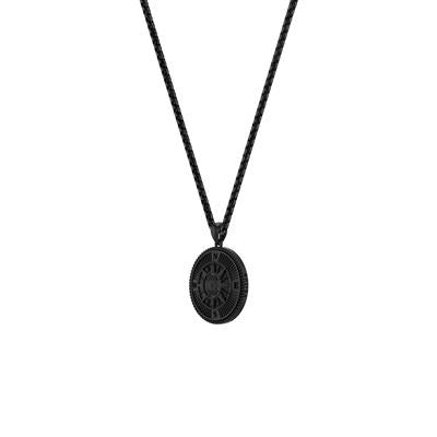 23.6 Inch Black Ruthenium over Sterling Silver Box Chain with 2.7mm Compass Pendant