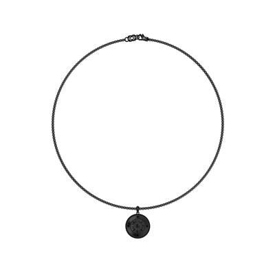 23.6 Inch Black Ruthenium over Sterling Silver Box Chain with 2.7mm Compass Pendant