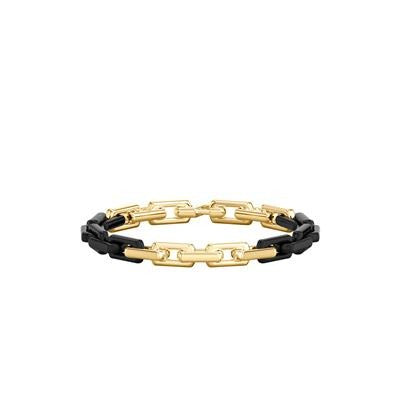 8 Inch Two-Tone Bracelet with Polished 18K Yellow Gold Plating over Sterling Silver an Black PVD 9.5 MM Links with Silver Rhodium Finish