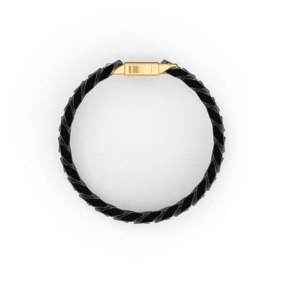 8 Inch Cuban Link Black Ceramic Bracelet with 10MM Links and 18K Yellow Gold Over Sterling Silver Clasp