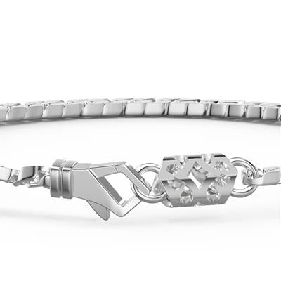 8 Inch Sterling Silver Curb Link Bracelet with 16x3 Silver Compass Charm and Silver Rhodium Finish
