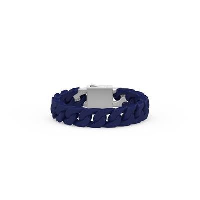 8 Inch Cuban Link Blue Ceramic Bracelet with 13.5MM Links and Sterling Silver Clasp