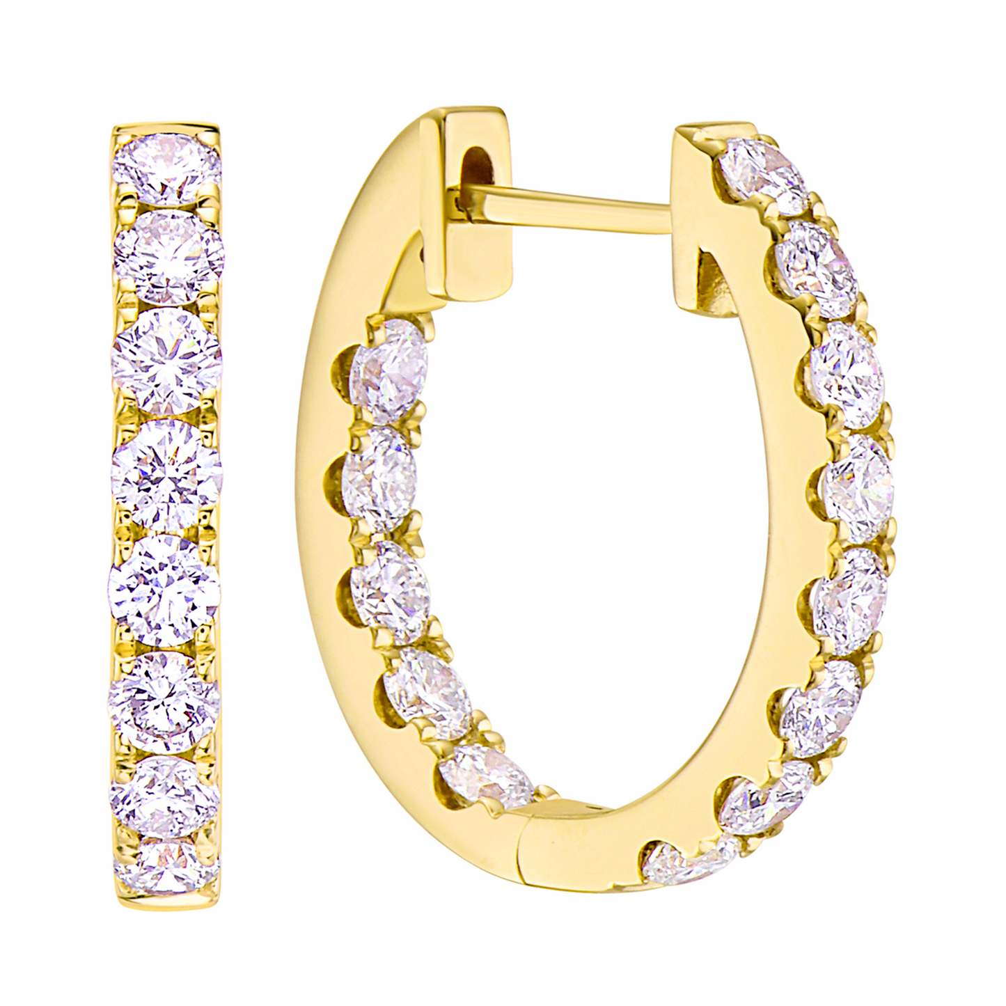 14K Gold 1.45Ct Diamond Hoop Earring, Available in White and Yellow Gold