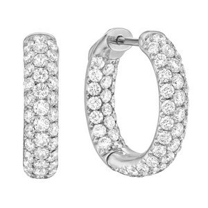 14k Gold 2.95Ct Diamond Hoop Earring, available in White and Yellow Gold