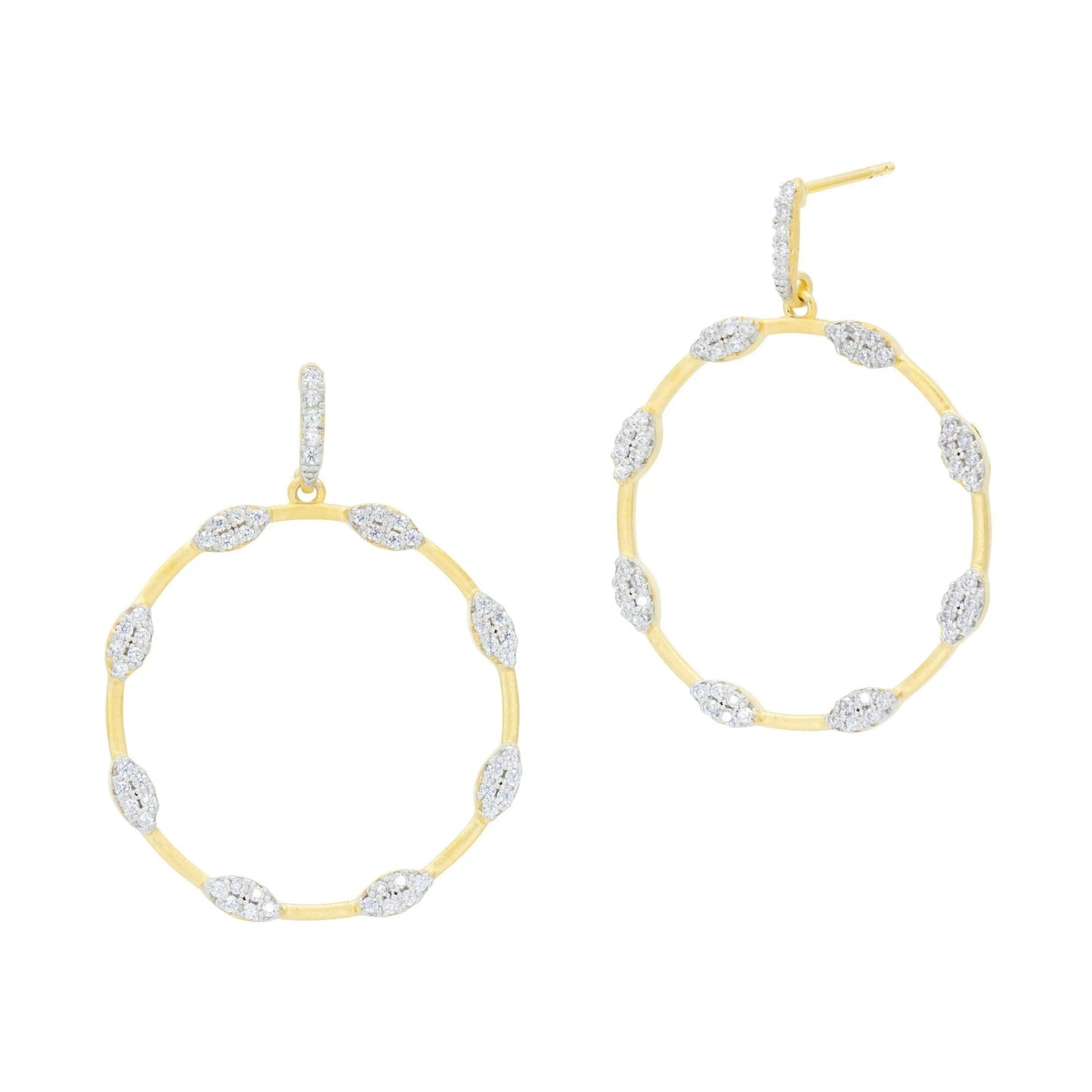 Sterling Silver 14k Gold Plated Open Sparkling Earring