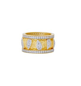 Sterling Silver 14k Gold Plated Cubic Zirconia City of Petals Stackable Ring Size 7.0