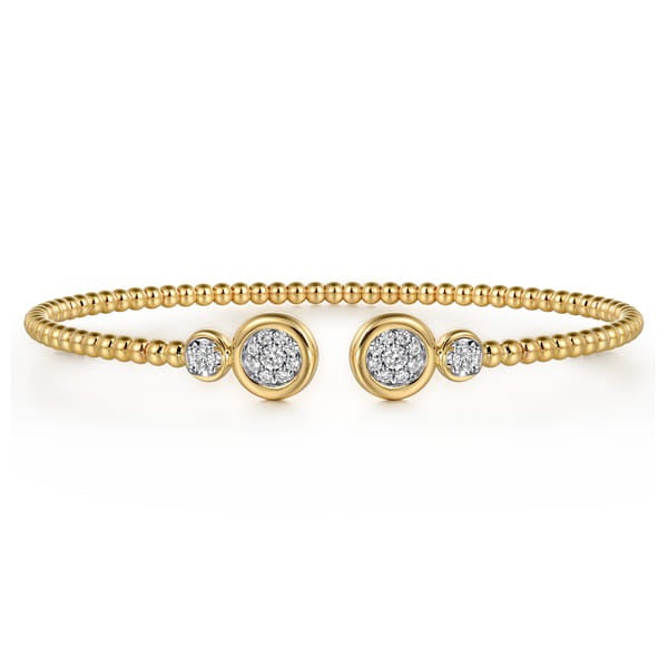 14K White and Yellow Gold 0.26ct Diamond Bujukan Bangle Bracelet