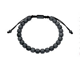 Stainless Steel Mens 7mm Black Plated Beaded Drawstring Bracelet