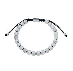 Stainless Steel Mens Beaded Drawstring Bracelet