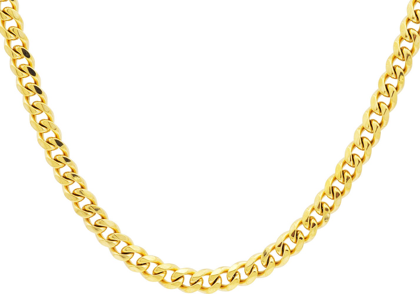 Men's 7mm Gold Plated Stainless Steel Curb 24" Link Chain Necklace