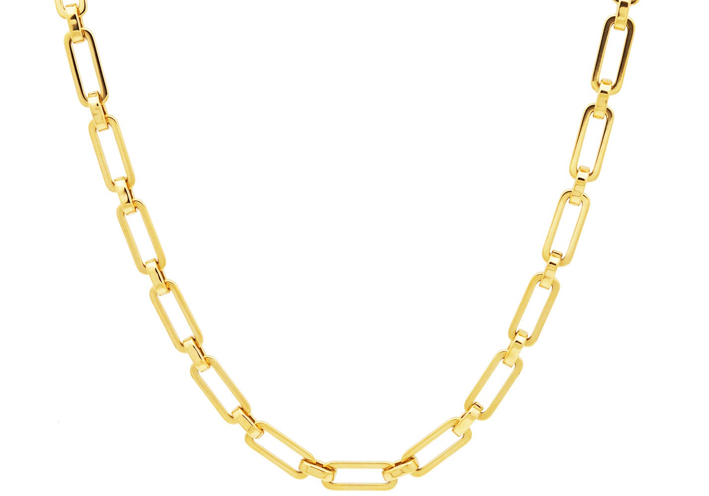 Men's 4MM Gold Plated Stainless Steel Paperclip 24 Inch Necklace
