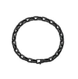 Stainless Steel Mens 6mm Black Plated Link Chain Bracelet