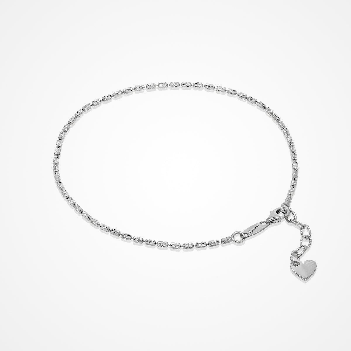 Sterling Silver Rhodium Plated 9 Inch Anklet