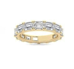 14k Yellow Gold 1.82Cts Total Lab Grown Emerald Cut Diamond Band with 13 Diamonds