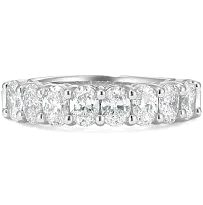 14k White Gold 1.67Ct Total Lab Grown Oval Diamond Band with 17 Diamonds